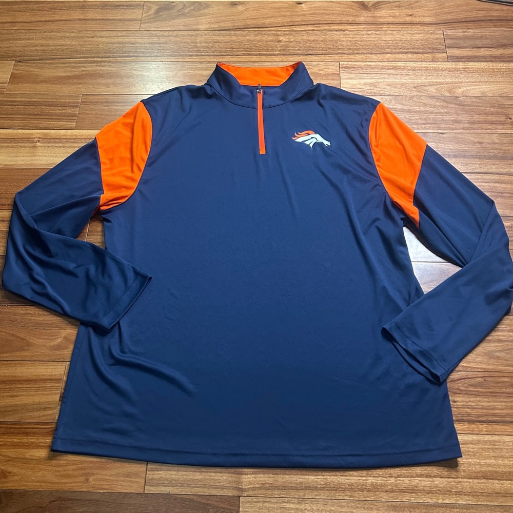 Fanatics Broncos Pullover Quarter Zip Long Sleeve‎ Shirt 2XL